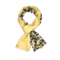 Preview: Gelber Schal aus leichter Lammwolle mit schwarzen Tintenmuster Schwalbe
